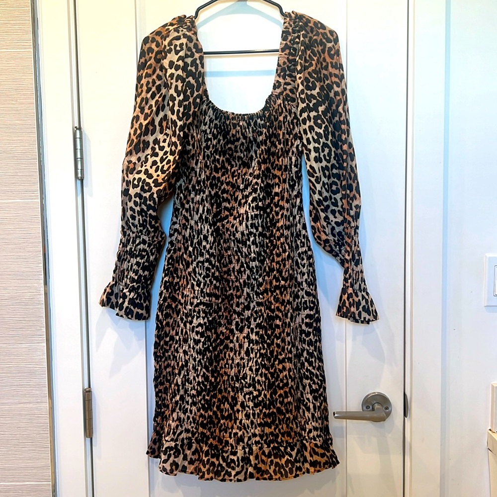 Ganni leopard stretch dress